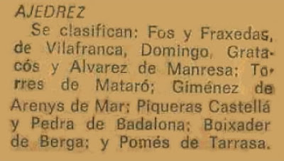 Recorte de prensa sobre el Trofeo de Sant Jordi, Mataró 1972