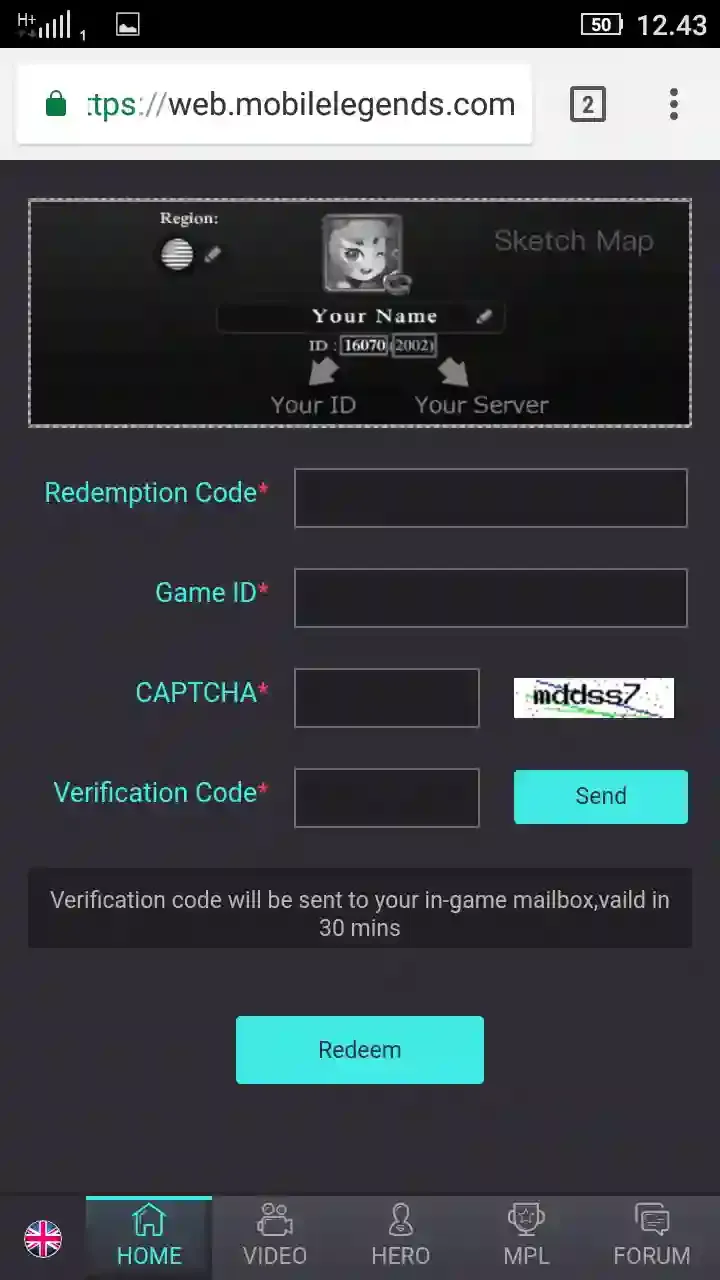 Redemtion code