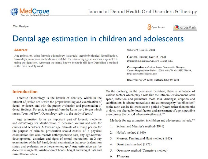 PDF: Dental age estimation in children and adolescents