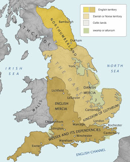 Mapa de Inglaterra bajo dominio vikingo - Danelaw