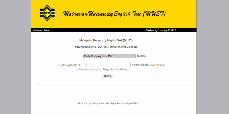 Surat Rasmi Permohonan Menduduki Peperiksaan - Selangor v