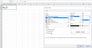 Superscript dan subscript di Excel adalah karakter  Cara Membuat Superscript Dan Subscript di Excel 2016