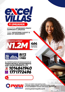 With 1.2 million naira you can get a plot at Excel Villas estate Umuahia