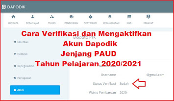 Cara Verifikasi dan Mengaktifkan Akun Dapodik Jenjang PAUD Tahun Pelajaran 2020/2021