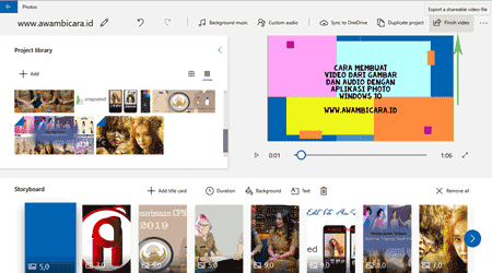 membuat video manual dari gambar di aplikasi foto microsoft windows 10