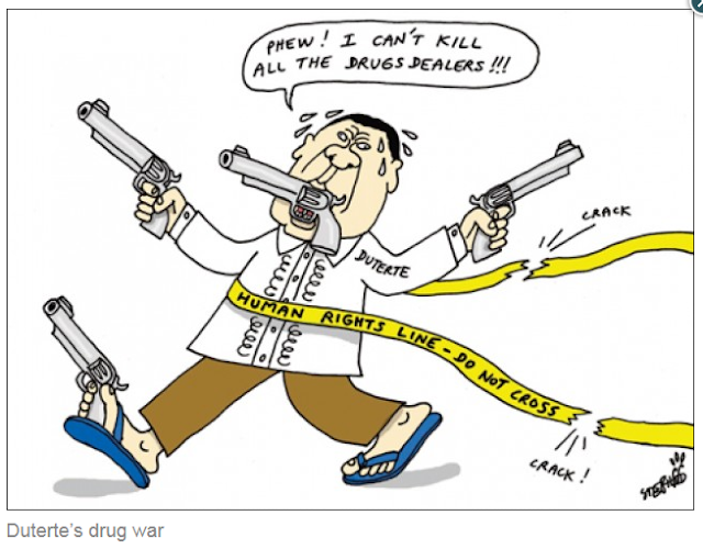 A Kuwait-based newspaper is taking flak from netizens when pictures of its editorial cartoons featuring the Philippine President Rodrigo Duterte made rounds in the internet. The Kuwaiti Times editorials paint the highly popular leader in bad light. He was depicted in various personas such as a butcher, an insane person, a murderous villain and a moronic terrorist.  The images below are arranged in chronological order. The dates when the images were published are shown so you can check Kuwait Times' website to see for yourself.  May 7, 2016  The editorial cartoons begin innocently enough showing President Duterte as a fighter casting his ballot for the Presidential Elections of 2016.   May 10, 2016 - Election Day  Upon winning the elections, President Duterte makes it again in the editorial cartoon section. This time, the Kuwait Times' shows the President pointing a gun and trash-talking some "punk," while what seems to be blood is seen in the bottom left corner.   August 29, 2016  Things get malicious with Kuwait Times as they portrayed a leader of an independent nation as a butcher, about to hack the Philippines in the form of a bloody piece of hanging meat.  September 27, 2016  The President is depicted wearing slippers, with his mouth, both hands and a foot "holding" a gun. A text bubble implies that Duterte is frustrated for not being able to kill all drug dealers, a statement so far from reality.   October 11, 2016  The Kuwait Times mocks President Duterte again, this time along with US President-Elect Donald Trump. The paper depicts the two world leaders as a pimple on the face of a globe. The Kuwait Times editor seems to disagree about the populist views that helped elect both Duterte and Trump into office.   October 24, 2016  Misinterpreting the President's statements on addicts, the Kuwait Times editors insulted the still popular leader, depicting him as an insane person in an asylum, complete with a straitjacket. President Duterte has since apologized to the Jewish community regarding the misunderstood statement.   February 01, 2017  While not directly attacking the President, the newspaper wrongly depicts the Philippine Government's war on drugs as war on the poor. The image shows a member of the Philippine National Police shooting a stray dog dead. The editorial also insults Filipinos, depicting them as dogs. Clearly, the editors of this newspaper are not conducting enough research before publishing their work.  March 04, 2017  As the Philippine lawmakers are debating the reinstatement of death penalty, the Kuwait Times editors cannot help but poke fun at the Philippine President. It depicted Duterte trash-talking the bullet-riddled body of what could only be assumed as a criminal. Around the guys neck is a noose, as the paper's editors wanted to lay all extra-judicial deaths to the President.  It is ironic that a paper from Kuwait will criticize the leader of an independent country regarding death penalty, when their own country of Kuwait executes more people than most other countries except for a few.   April-30-2017  Not happy with depicting the Philippine leader as an insane person, the Kuwait paper repeats the insult, this time pairing Duterte with Trump. The editorial mischievously draws Duterte and Trump as two crazy blabbermouths who have so much in common. The two are shown wearing straitjackets.   May 30, 2017  At the height of the Marawi Crisis, while other countries were offering their support to the Philippines, the Kuwait-based newspaper ups its malicious depiction as it publishes a malevolent piece of editorial cartoon likening the Philippine President with other Islamic militants, and making the insult one step higher by labeling Mr. Duterte as a moron.  What do you think of the Kuwait Times? Do you agree with their assessment? Do you think the editor-in-chief should make a public apology? What about the "artist" who's supposedly done the drawings, should he lose his job?  Tell us what you think! Please comment and share this article! DISCLAIMER: All editorials were taken from Kuwait Times website, they own the rights to it, but they DO NOT have the right to insult our President! If you agree with me, drop them a message here >>> Kuwait Times Facebook Page.