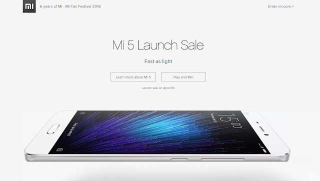 Xiaomi mi 5 india lounch sale