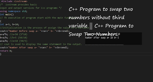 swap numbers in C++ programming. code c++