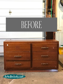 Modern Farmhouse dresser makeover BEFORE painting with general finishes new color ALABASTER
