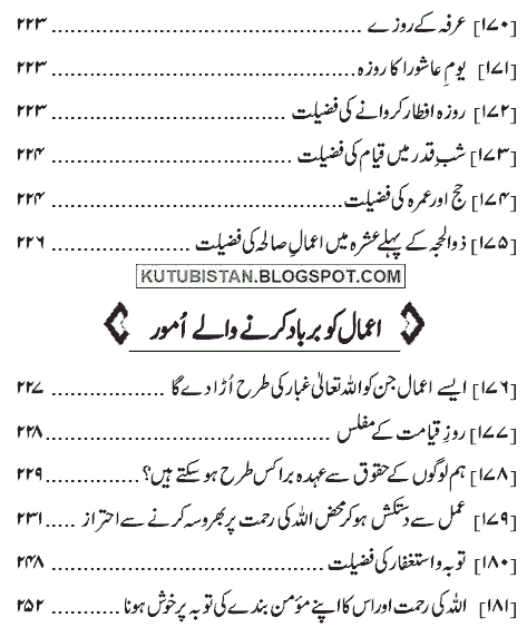 contents of Jannat Ki Rahain Urdu Islamic Book