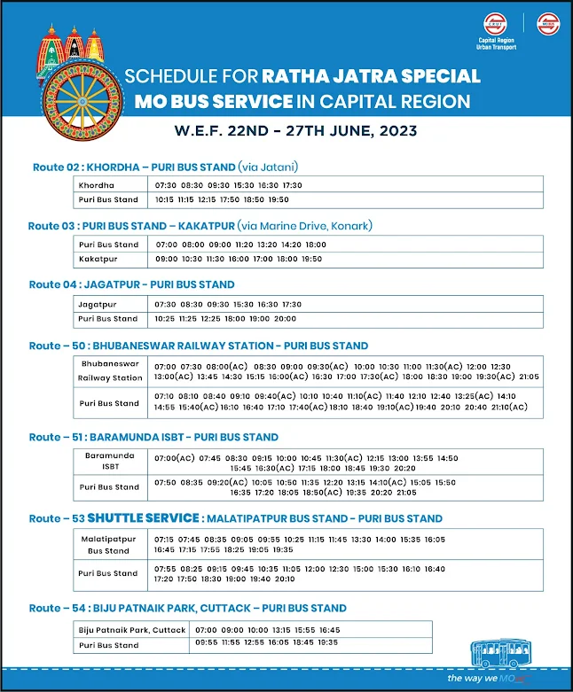 Mo Bus Special Service Timetable 2023