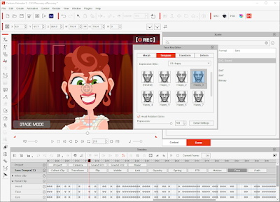 Adding expressions to the character's face using the Face Key Editor in Cartoon Animator.