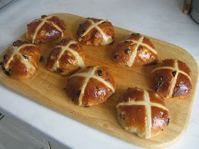 Home-made hot cross buns