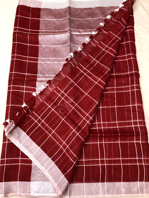 lenin cotton sarees with checks design