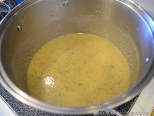 mushroom zucchini soup, pureed