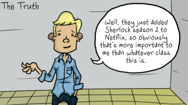 Cartoon about avoiding learning to watch Netflix