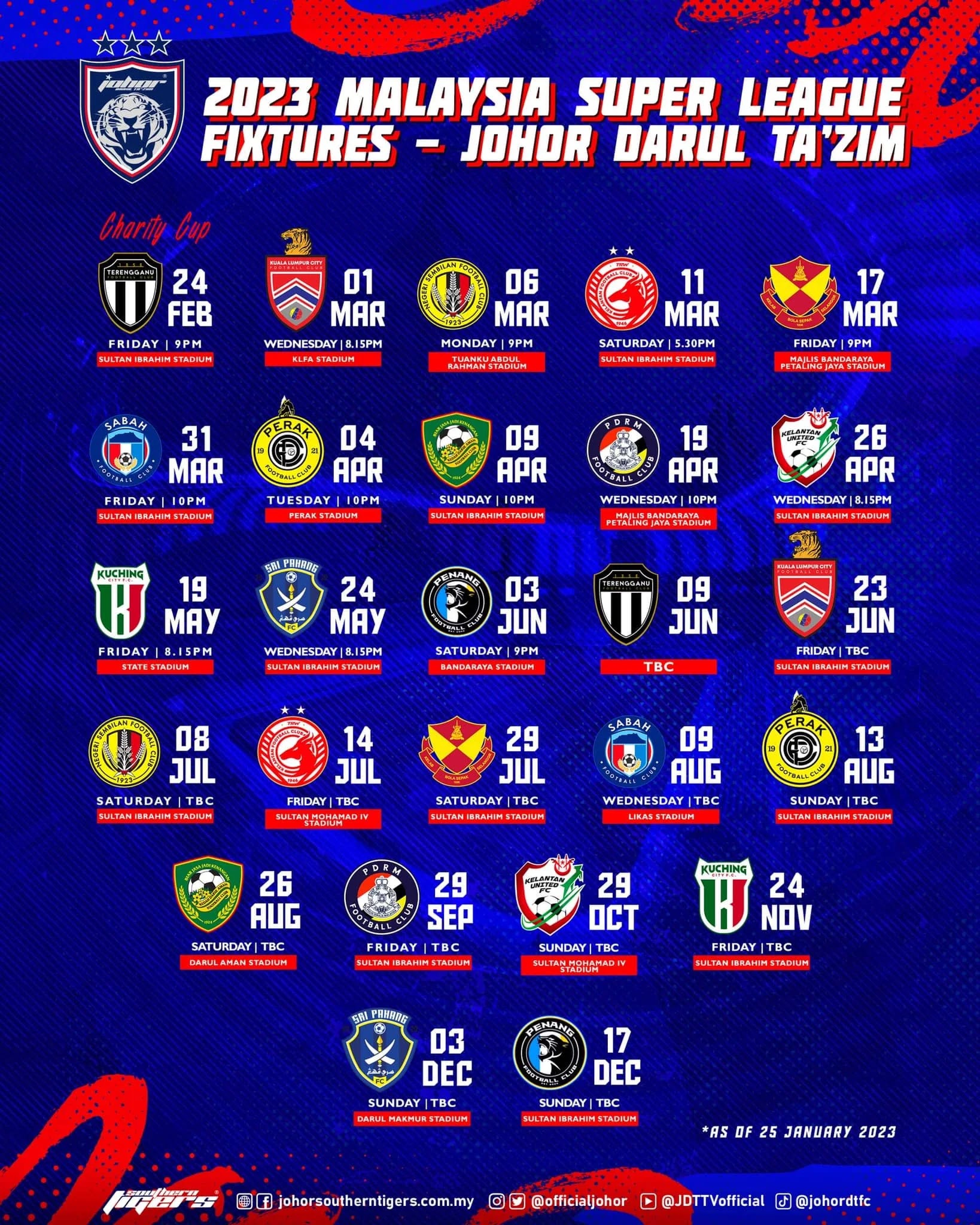 Jadual Liga Super JDT 2023