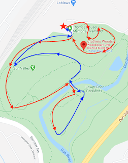 Map of suggested route in Crothers Forest