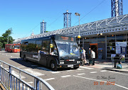 Bilston bus station is built as an island with buses driving round it as a . (dsc large )