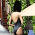 Malia Obama wearing a Black Swimsuit at a Pool in Miami, February 17, 2019