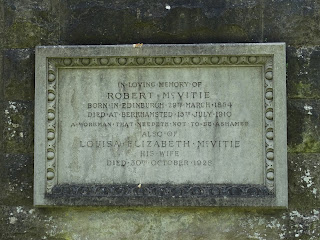 A photo of a rectangular memorial stone dedicated to Robert McVitie - it reads - In loving memory of Robert Mcvitie born in Edinburgh 29th March 1854 Died at Berkamsted 15th July 1910 A workman that needeth not to be ashamed.  Also of Louisa Elizabeth McVitie his wife died 30th October 1928.  Photograph by Kevin Nosferatu for the Skulferatu Project.