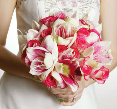 Wedding Bouquet of Pink and White Roses From Ariston Florists