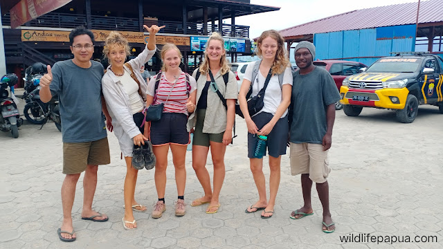 birding tour from Sorong city of Southwest Papua province of Indonesia with Danish and Norwegian girls