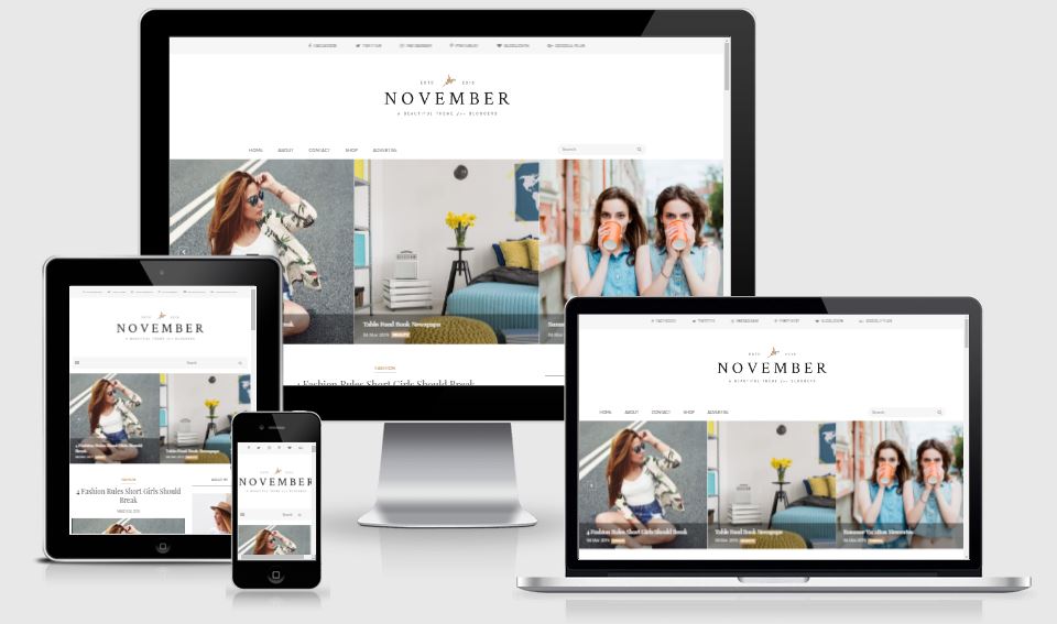 November - Minimal & Responsive Blogger Template - Mẫu giao diện đẹp 2017