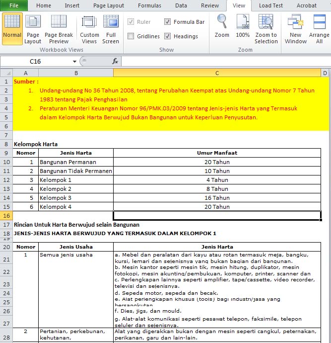 Cumat Comot Aplikasi Penyusutan Dengan Excel