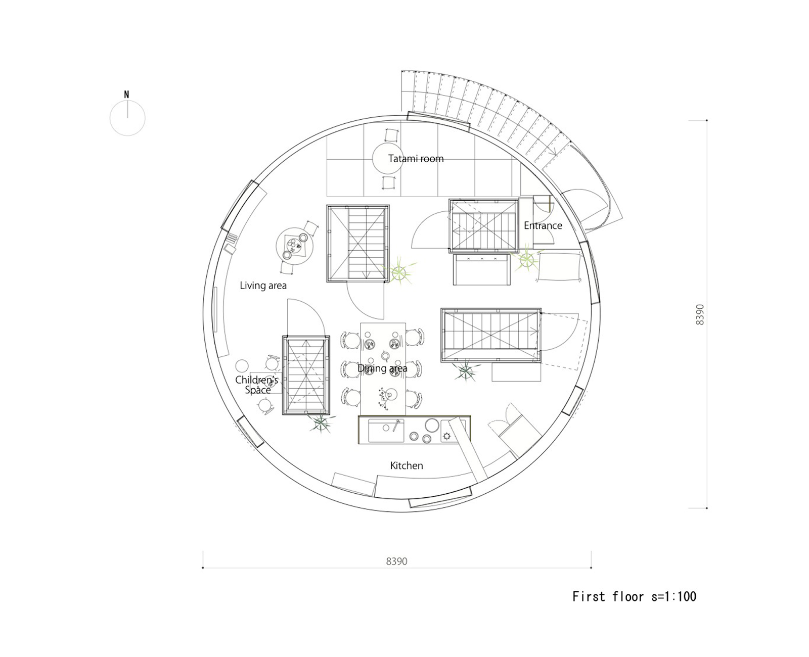 Denah Lantai 2 Rumah Bulat