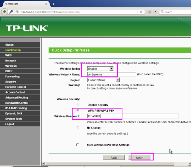 Setting wifi router TP-link