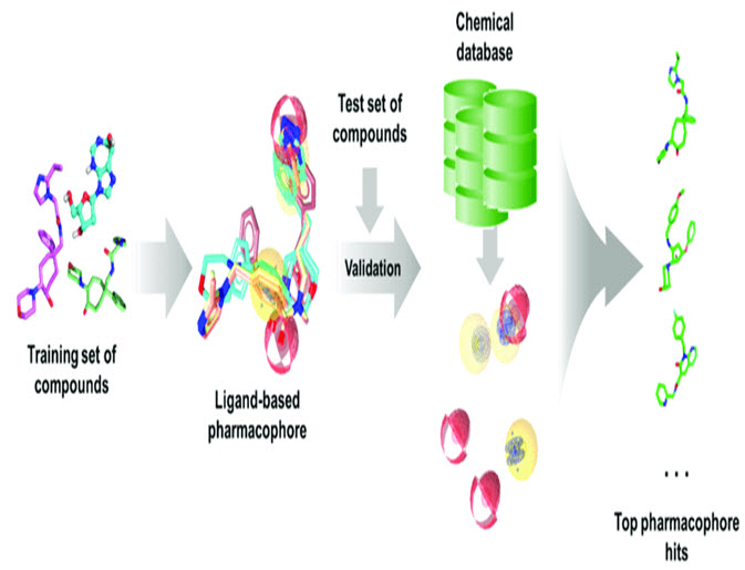 Typical ligand based pharmacophore  generation and screening workflow