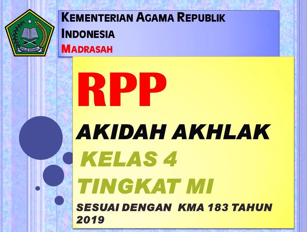 Download RPP Akidah Akhlak Kelas 4 Sesuai KMA 183 Tahun 2019