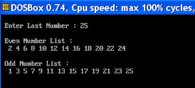 Output-C-Program-Even-Odd-Number-List