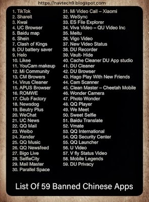 List Of Chinese App : Top 59 dangerous chinese App Listed By Intelligence Agencies Of India 2020 ! 