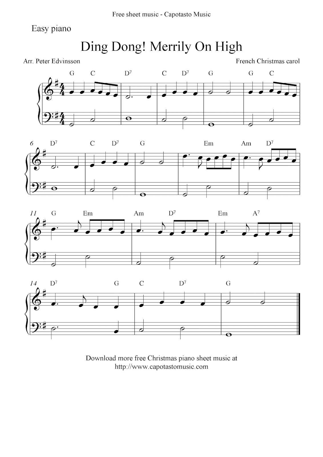 Free Printable Sheet Music: Free Christmas sheet music for easy piano