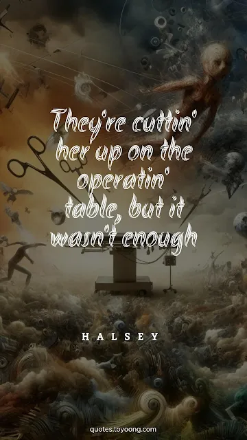 They're cuttin' her up on the operatin' table, but it wasn't enough