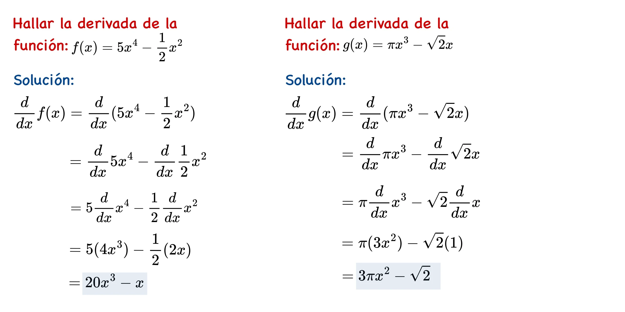 Derivada de una diferencia de funciones