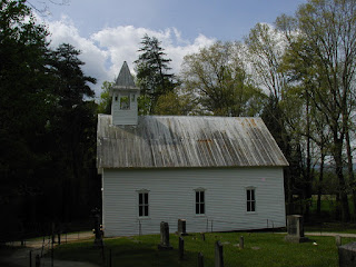 Side view of the Methodist Church from the church cemetery.