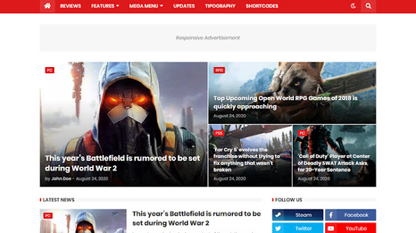 T-Gameify (Credit Remove) Blog & Magazine Gaming Blogger Template