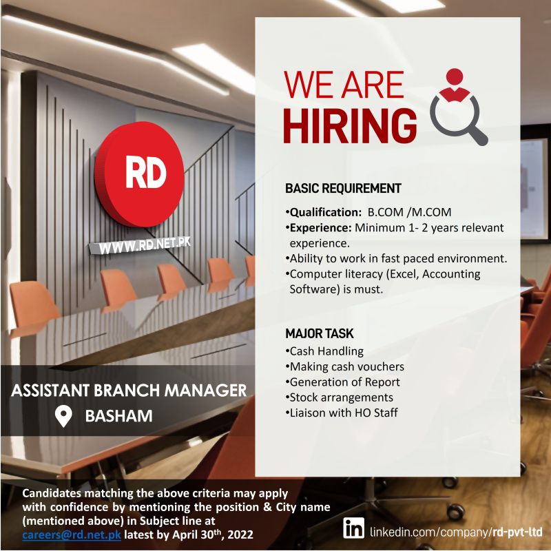 RD Ruba Digital Pvt Ltd Jobs For Assistant Branch Manager