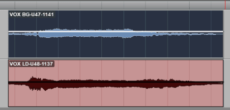 Vocal Tracks With Clip Gain Increased Using Mouse Scroll Wheel In Avid Pro Tools