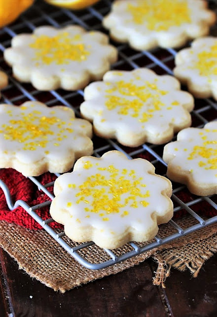 Lemon-Glazed Butter Cookies on Cooling Rack Image