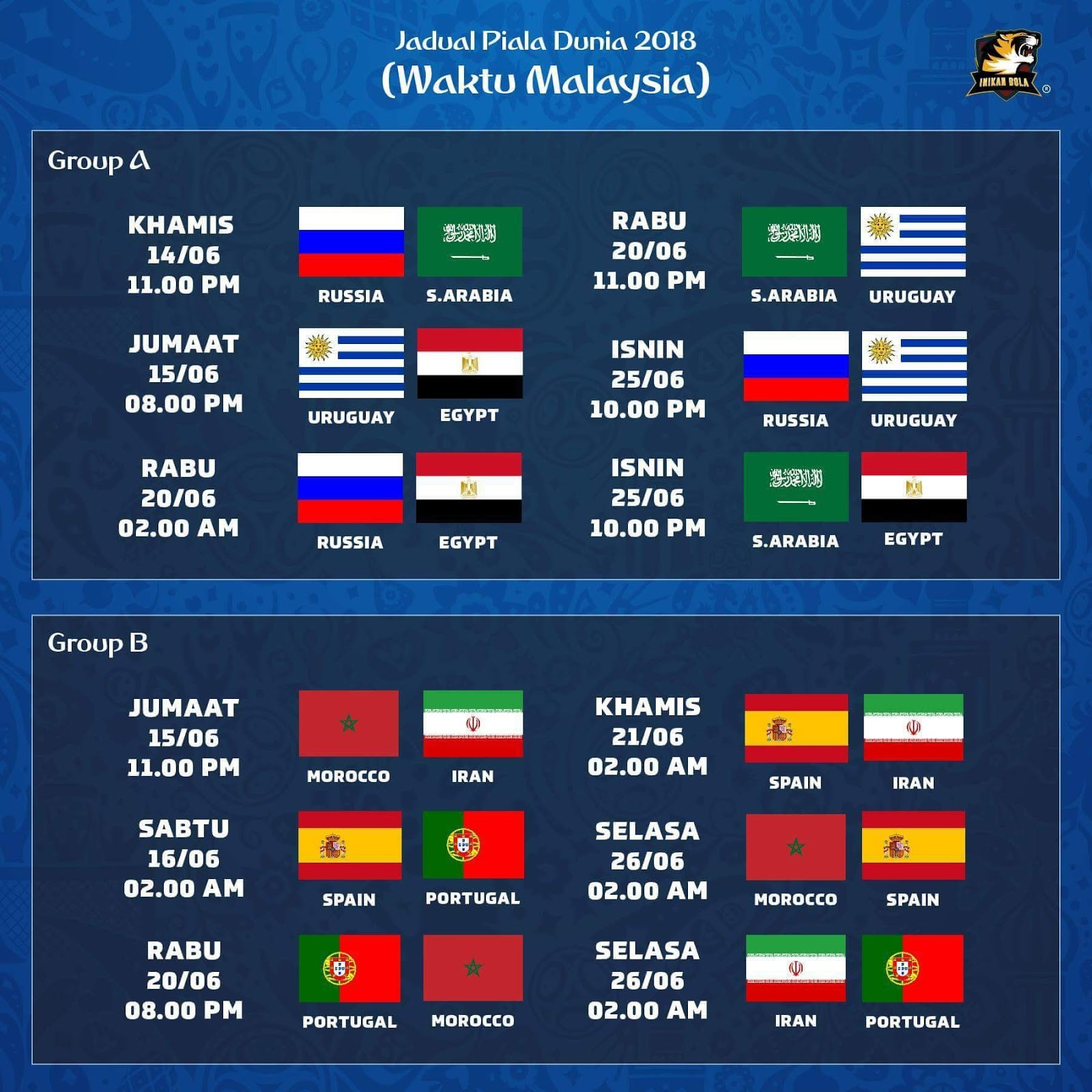 Jadual Piala Dunia Russia 2018 Dan Siaran Di Rtm 1 Dan Astro Go Ben Ashaari