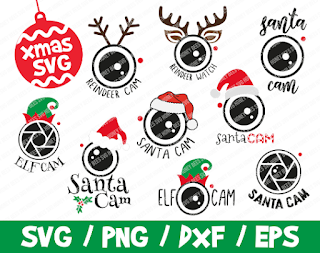 Santa Cam SVG Bundle, Christmas Ornament, Reindeer Cam, Elf Cam, Reindeer Watch, Christmas Tree Decor SVG, Clipart, Cricut, Cut File, Vector