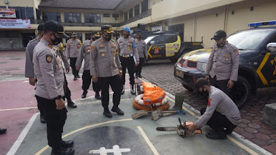 Polres Cilegon Laksanakan Apel Gelar Pasukan Operasi Aman Nusa Siaga Bencana Kalimaya 2020
