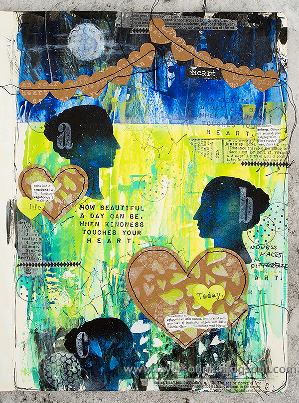 Layers of ink - Vibrant Mixed Media Art Journal Page tutorial by Anna-Karin