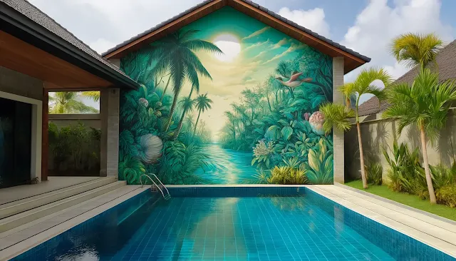 Murales vegetación para piscinas