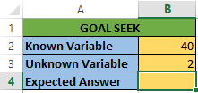 First goal seek worksheet