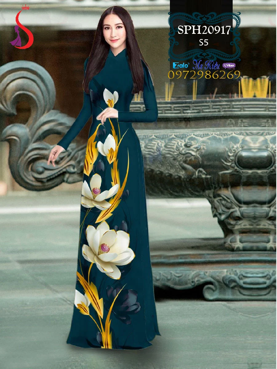 Bạn sẽ cực kì duyên dáng với design áo dài hoa 3d đẹp xinh ST902921